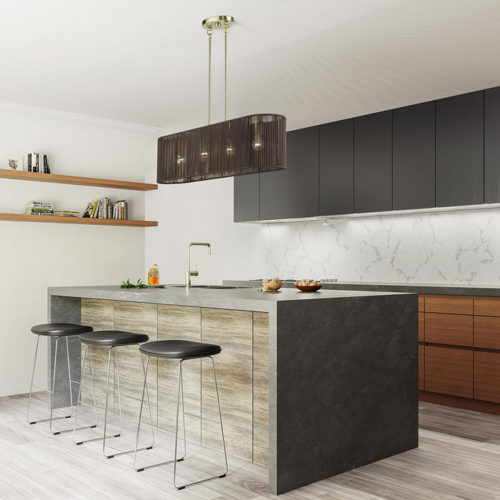 Livex Lighting - 49128-01 - Four Light Linear Chandelier - Acordia - Antique Brass