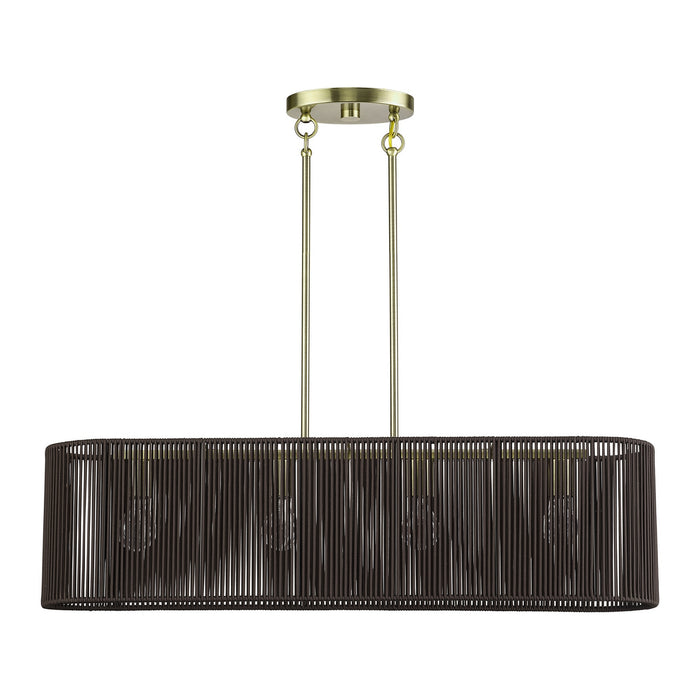 Livex Lighting - 49128-01 - Four Light Linear Chandelier - Acordia - Antique Brass
