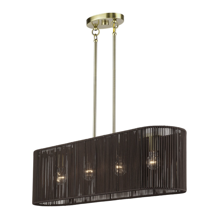 Livex Lighting - 49128-01 - Four Light Linear Chandelier - Acordia - Antique Brass
