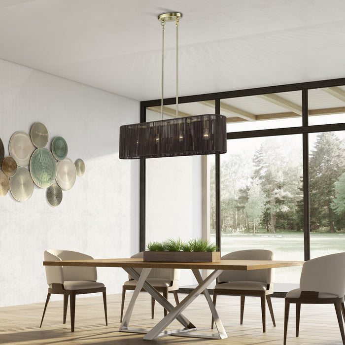 Livex Lighting - 49128-01 - Four Light Linear Chandelier - Acordia - Antique Brass