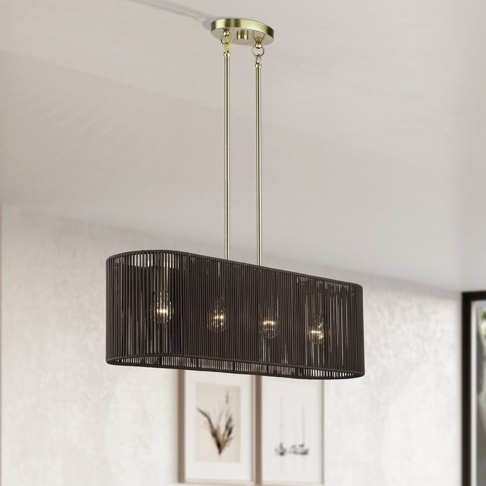 Livex Lighting - 49128-01 - Four Light Linear Chandelier - Acordia - Antique Brass