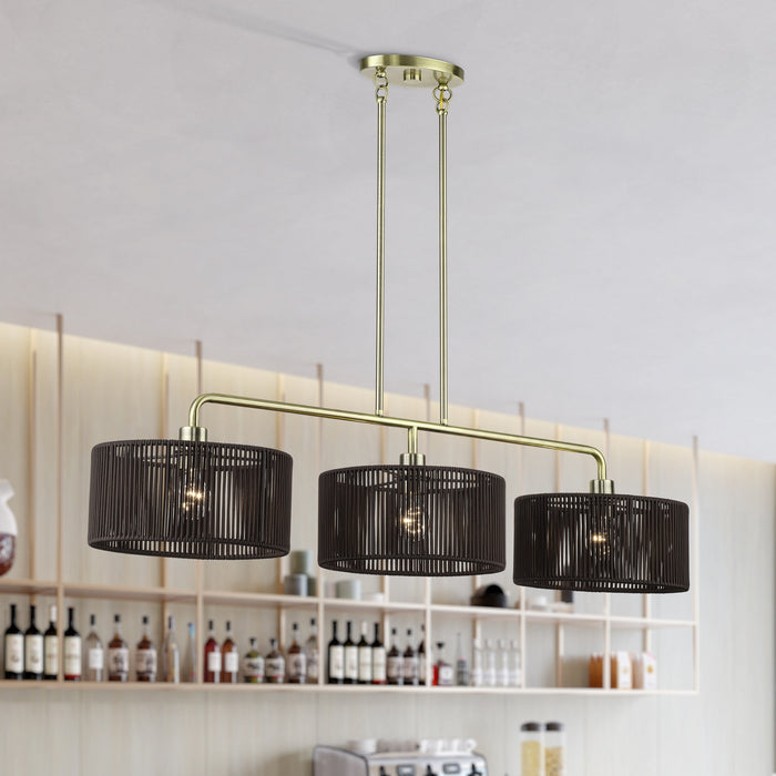 Livex Lighting - 49129-01 - Three Light Linear Chandelier - Acordia - Antique Brass