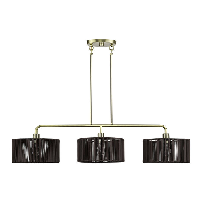 Livex Lighting - 49129-01 - Three Light Linear Chandelier - Acordia - Antique Brass