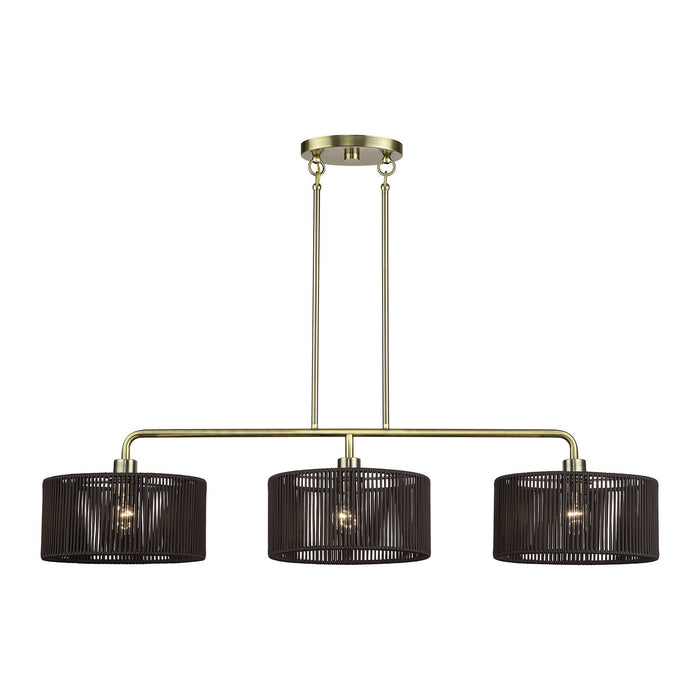 Livex Lighting - 49129-01 - Three Light Linear Chandelier - Acordia - Antique Brass