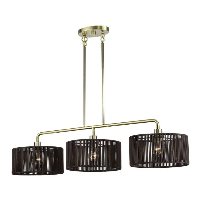Livex Lighting - 49129-01 - Three Light Linear Chandelier - Acordia - Antique Brass