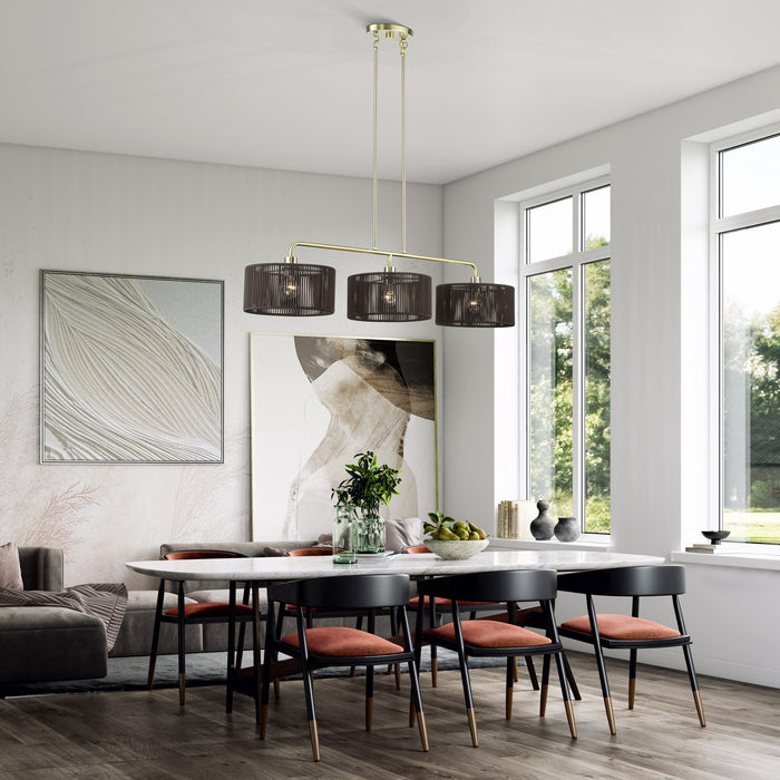 Livex Lighting - 49129-01 - Three Light Linear Chandelier - Acordia - Antique Brass