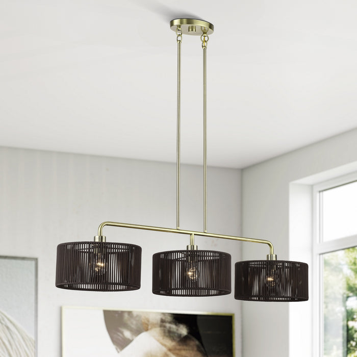 Livex Lighting - 49129-01 - Three Light Linear Chandelier - Acordia - Antique Brass