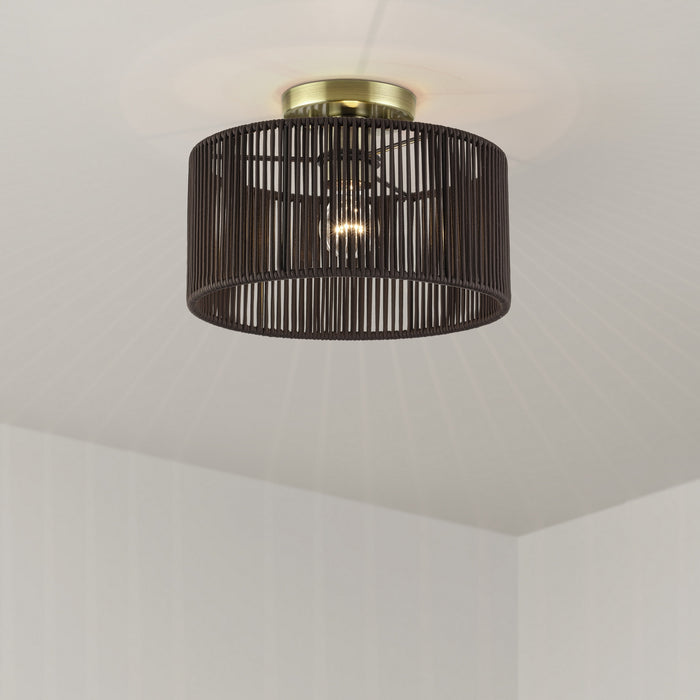 Livex Lighting - 49132-01 - One Light Semi-Flush Mount - Acordia - Antique Brass