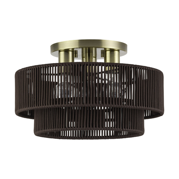 Livex Lighting - 49133-01 - Three Light Semi-Flush Mount - Acordia - Antique Brass