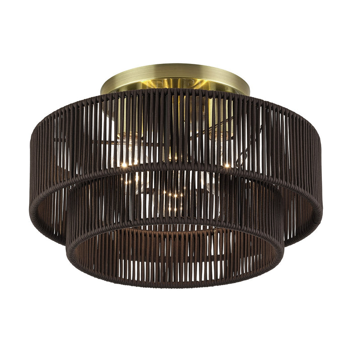 Livex Lighting - 49133-01 - Three Light Semi-Flush Mount - Acordia - Antique Brass