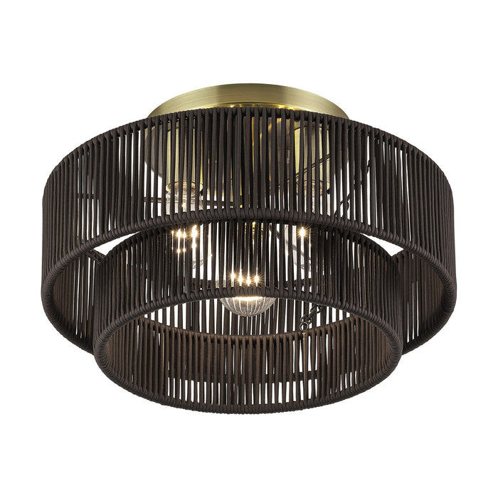 Livex Lighting - 49133-01 - Three Light Semi-Flush Mount - Acordia - Antique Brass