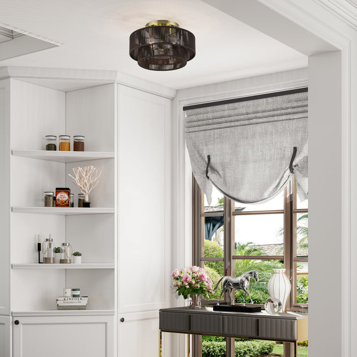 Livex Lighting - 49133-01 - Three Light Semi-Flush Mount - Acordia - Antique Brass