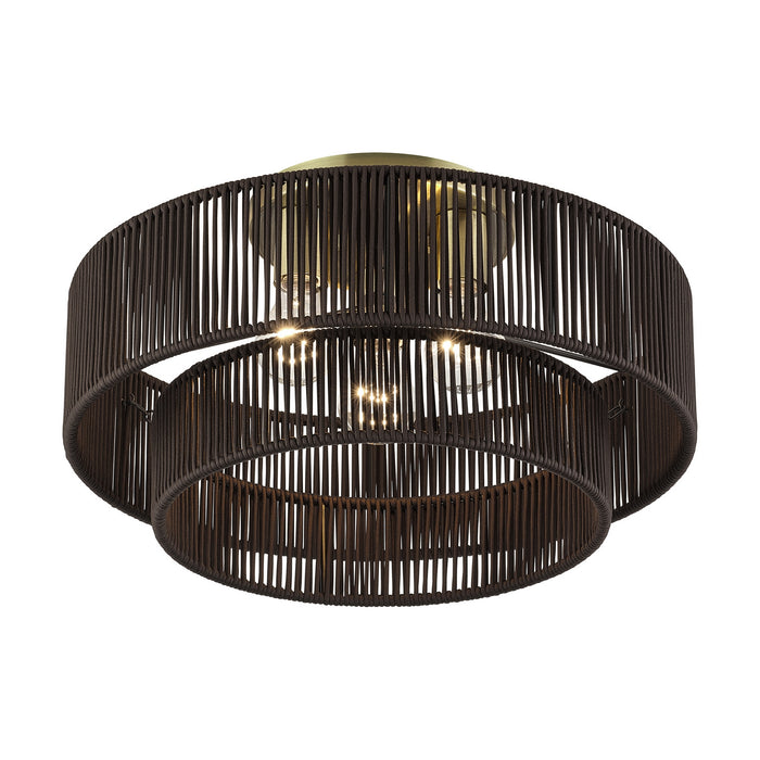 Livex Lighting - 49134-01 - Three Light Semi-Flush Mount - Acordia - Antique Brass