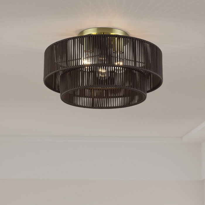 Livex Lighting - 49134-01 - Three Light Semi-Flush Mount - Acordia - Antique Brass