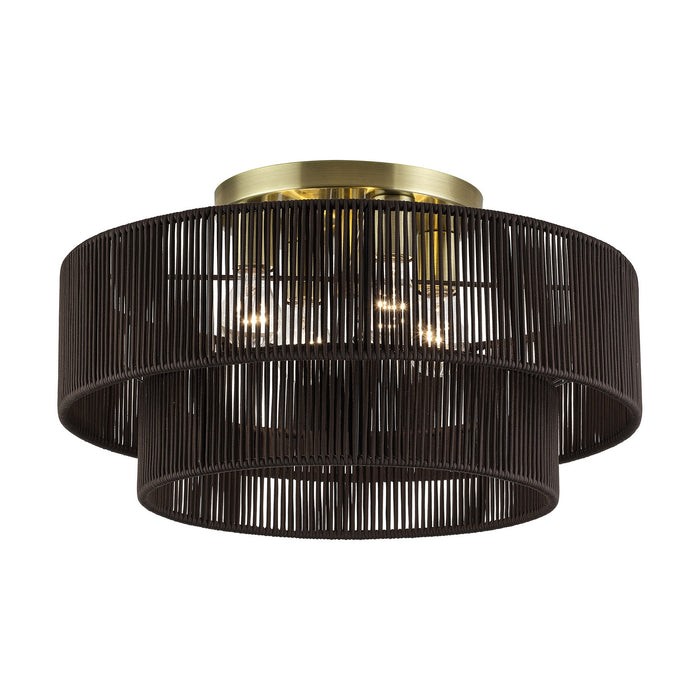 Livex Lighting - 49135-01 - Four Light Semi-Flush Mount - Acordia - Antique Brass