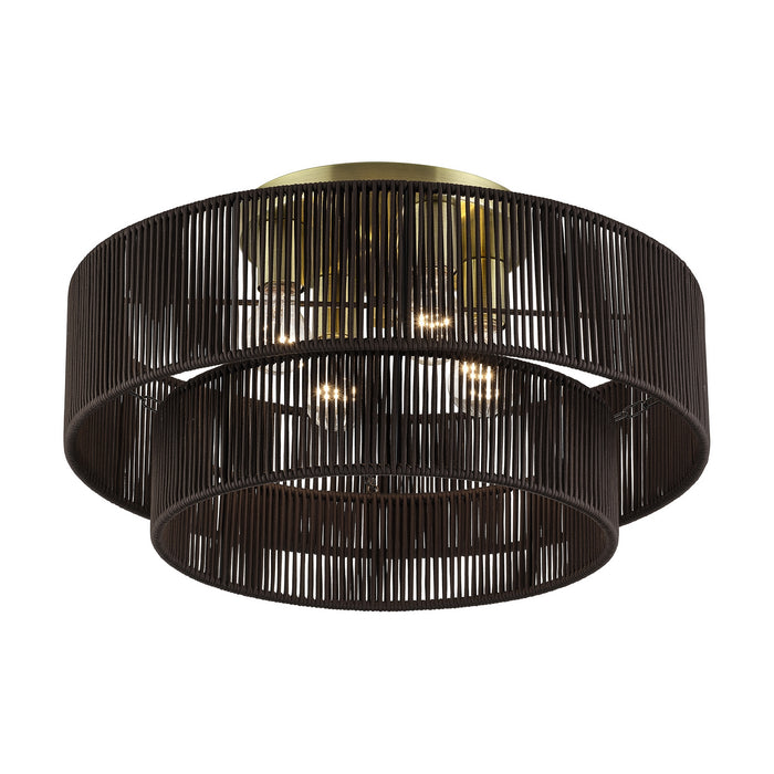 Livex Lighting - 49135-01 - Four Light Semi-Flush Mount - Acordia - Antique Brass