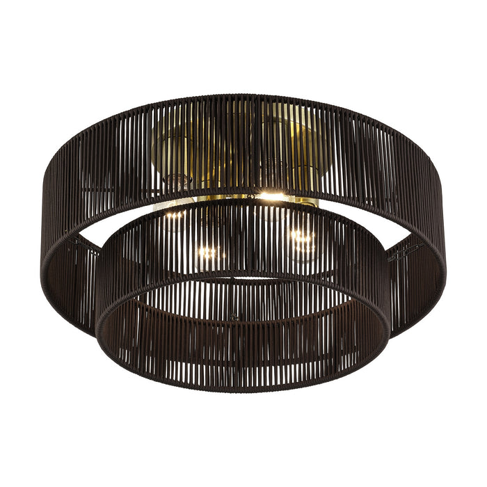 Livex Lighting - 49135-01 - Four Light Semi-Flush Mount - Acordia - Antique Brass