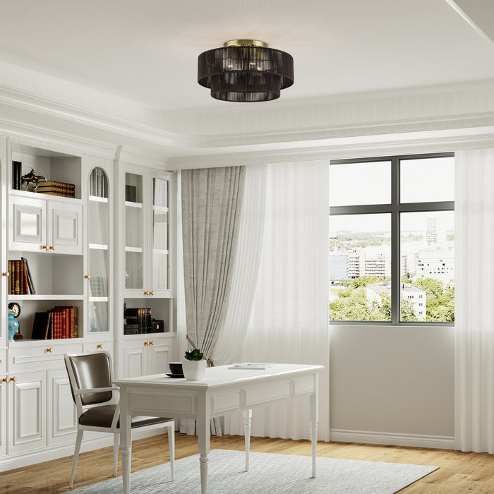 Livex Lighting - 49135-01 - Four Light Semi-Flush Mount - Acordia - Antique Brass