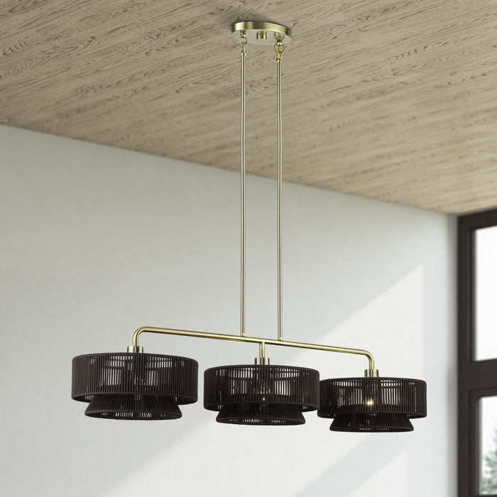 Livex Lighting - 49143-01 - Three Light Linear Chandelier - Florell - Antique Brass