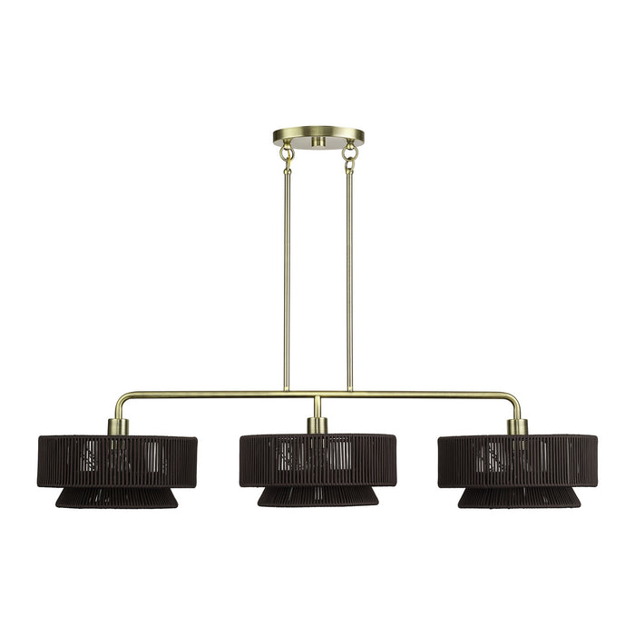 Livex Lighting - 49143-01 - Three Light Linear Chandelier - Florell - Antique Brass