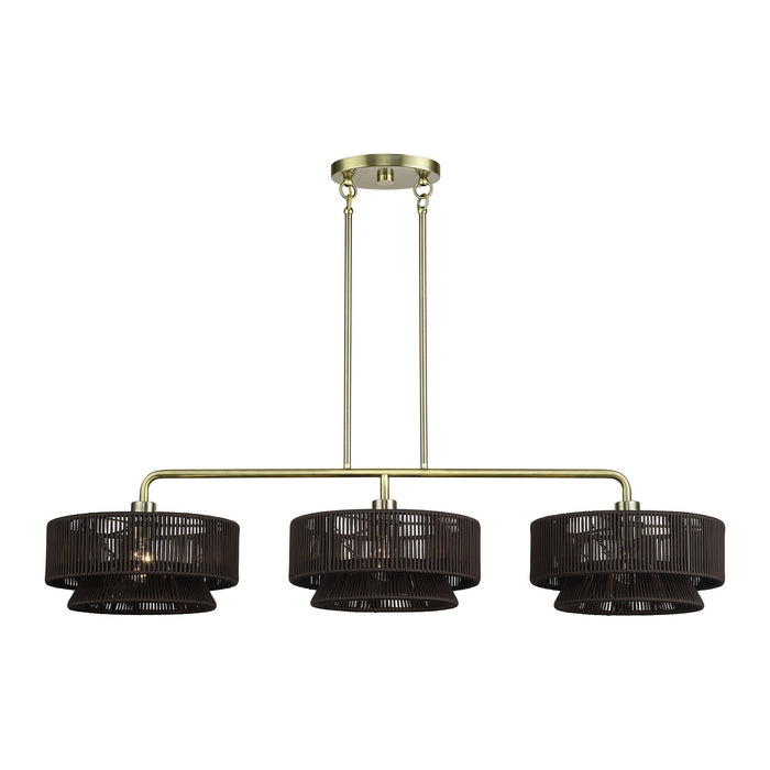 Livex Lighting - 49143-01 - Three Light Linear Chandelier - Florell - Antique Brass