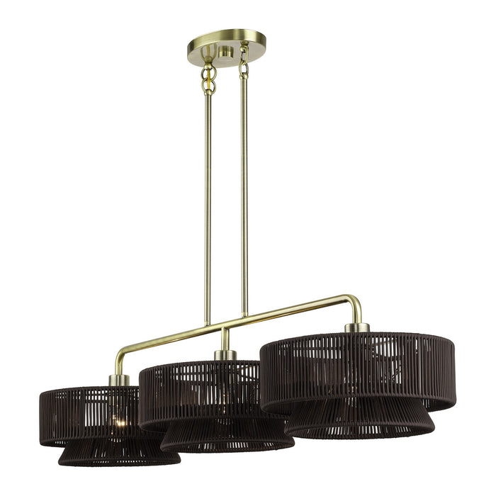 Livex Lighting - 49143-01 - Three Light Linear Chandelier - Florell - Antique Brass
