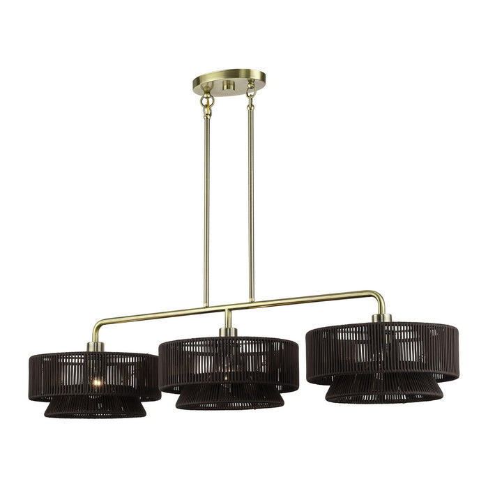 Livex Lighting - 49143-01 - Three Light Linear Chandelier - Florell - Antique Brass