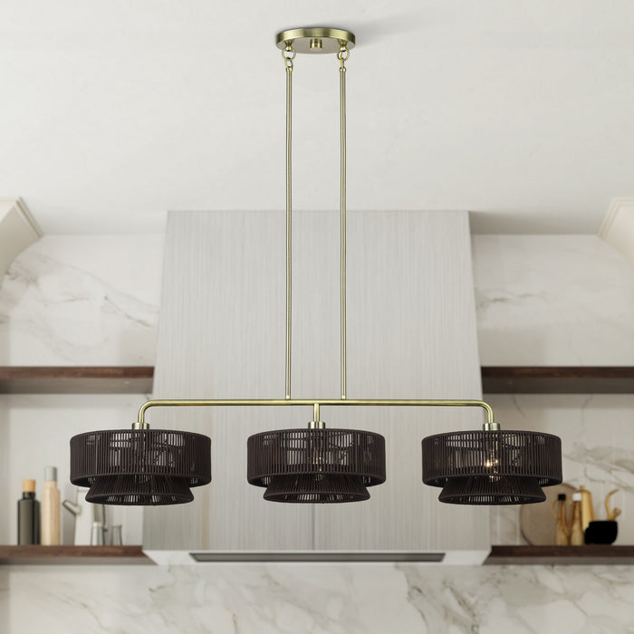 Livex Lighting - 49143-01 - Three Light Linear Chandelier - Florell - Antique Brass