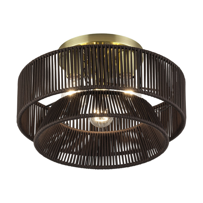 Livex Lighting - 49146-01 - Three Light Semi-Flush Mount - Florell - Antique Brass