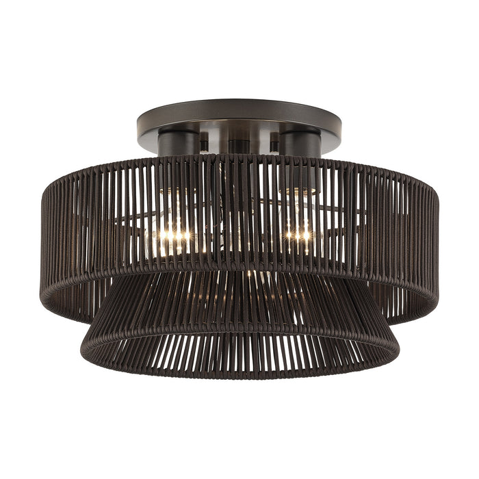 Livex Lighting - 49146-92 - Three Light Semi-Flush Mount - Florell - English Bronze
