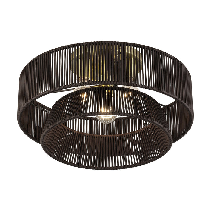 Livex Lighting - 49147-01 - Three Light Semi-Flush Mount - Florell - Antique Brass