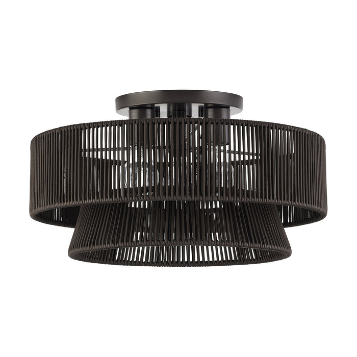 Livex Lighting - 49147-92 - Three Light Semi-Flush Mount - Florell - English Bronze