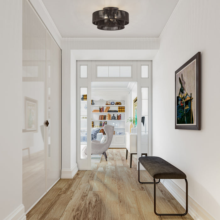 Livex Lighting - 49147-92 - Three Light Semi-Flush Mount - Florell - English Bronze