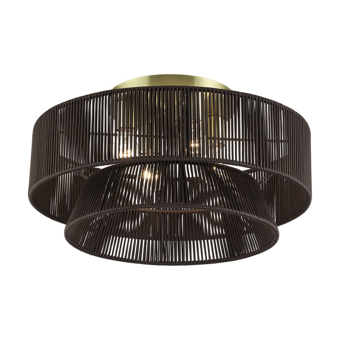 Livex Lighting - 49148-01 - Four Light Semi-Flush Mount - Florell - Antique Brass