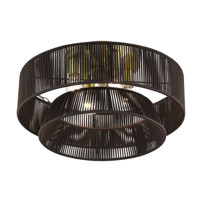 Livex Lighting - 49148-01 - Four Light Semi-Flush Mount - Florell - Antique Brass