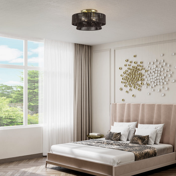 Livex Lighting - 49148-01 - Four Light Semi-Flush Mount - Florell - Antique Brass