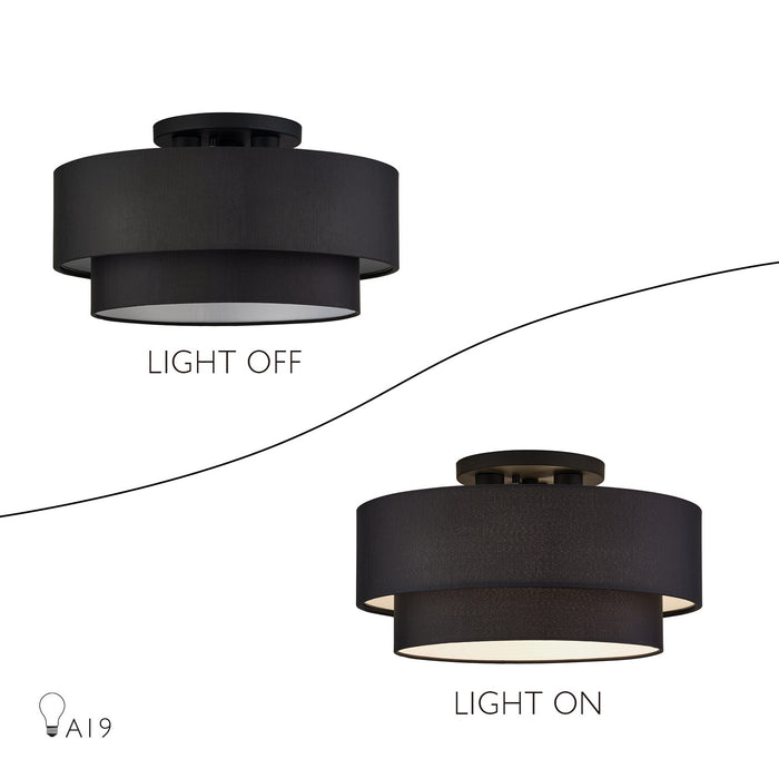 Livex Lighting - 50267-04 - Three Light Semi-Flush Mount - Bainbridge - Black