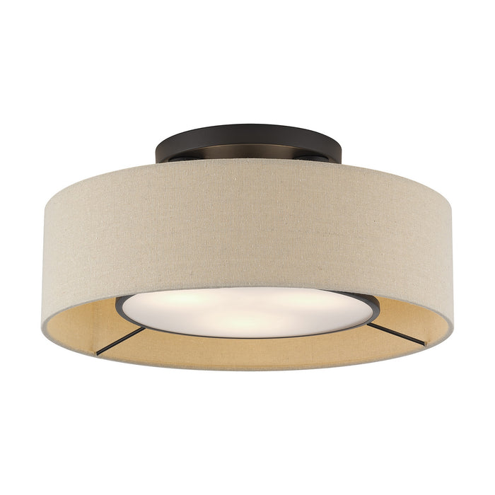 Livex Lighting - 50927-07 - Three Light Semi-Flush Mount - Ellsworth - Bronze