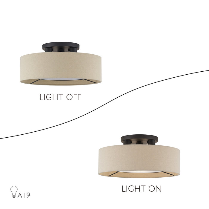 Livex Lighting - 50927-07 - Three Light Semi-Flush Mount - Ellsworth - Bronze