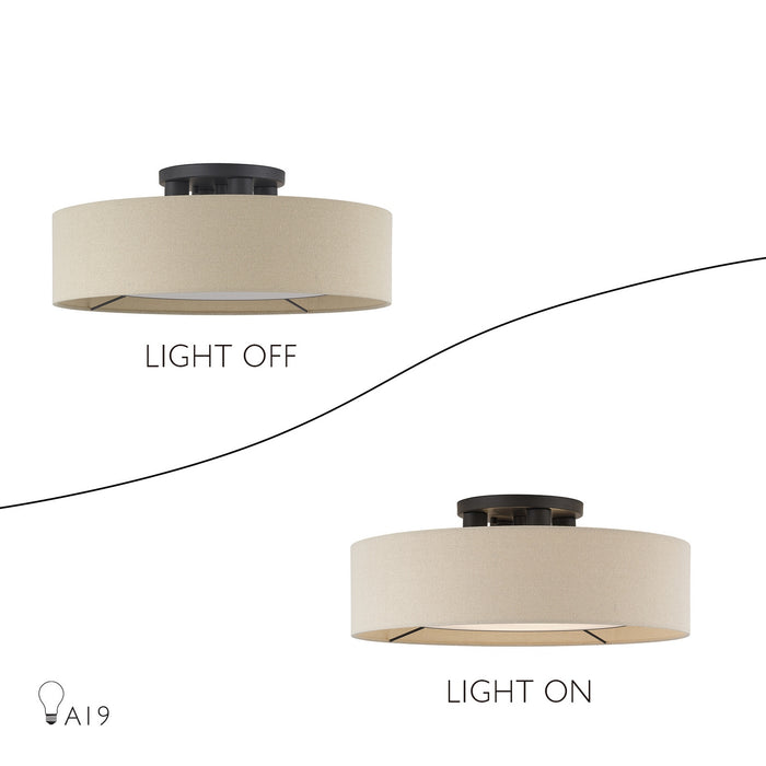 Livex Lighting - 50928-07 - Four Light Semi-Flush Mount - Ellsworth - Bronze