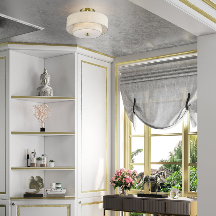 Livex Lighting - 51083-01 - Two Light Semi-Flush Mount - Monroe - Antique Brass