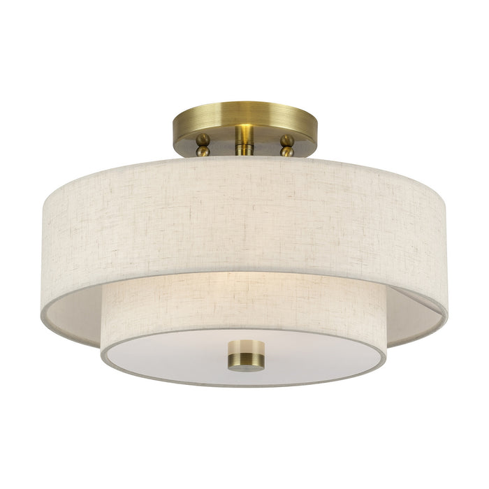 Livex Lighting - 51083-01 - Two Light Semi-Flush Mount - Monroe - Antique Brass