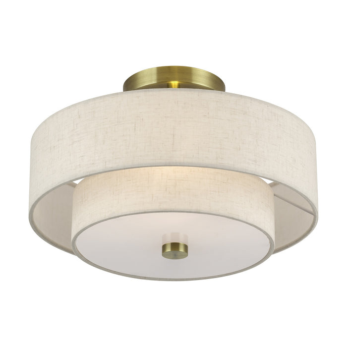 Livex Lighting - 51083-01 - Two Light Semi-Flush Mount - Monroe - Antique Brass