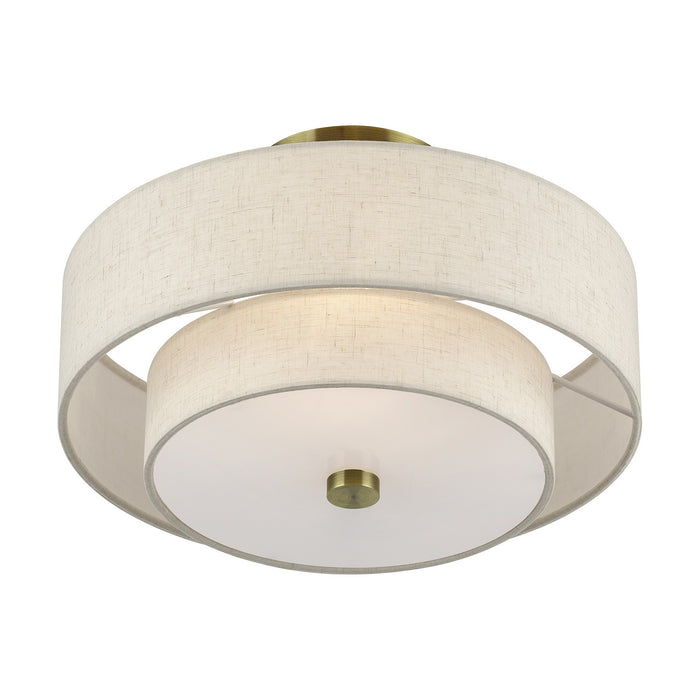 Livex Lighting - 51083-01 - Two Light Semi-Flush Mount - Monroe - Antique Brass