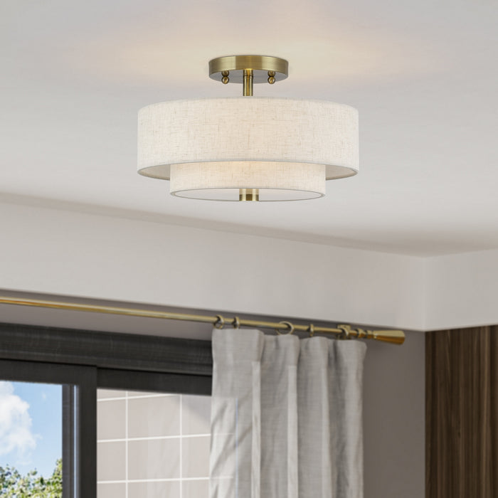 Livex Lighting - 51083-01 - Two Light Semi-Flush Mount - Monroe - Antique Brass