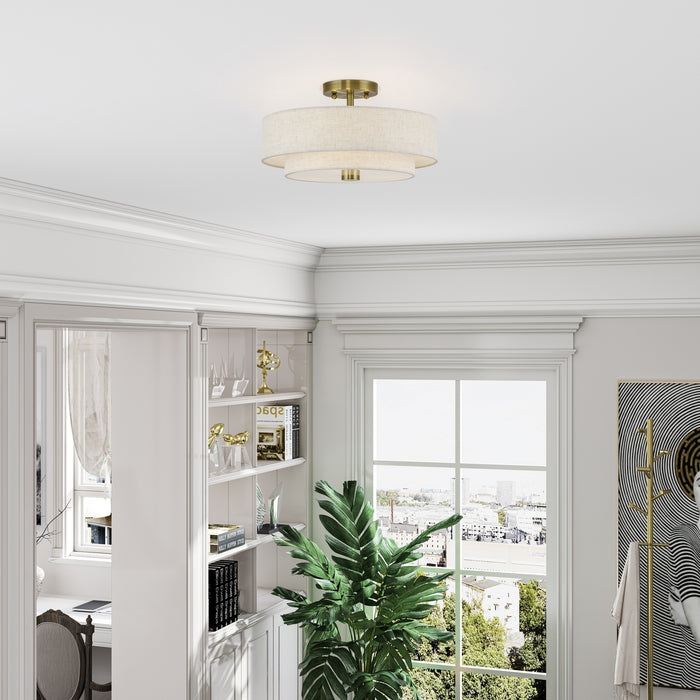 Livex Lighting - 51084-01 - Three Light Semi-Flush Mount - Monroe - Antique Brass