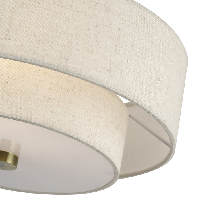 Livex Lighting - 51084-01 - Three Light Semi-Flush Mount - Monroe - Antique Brass