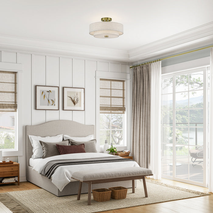 Livex Lighting - 51084-01 - Three Light Semi-Flush Mount - Monroe - Antique Brass