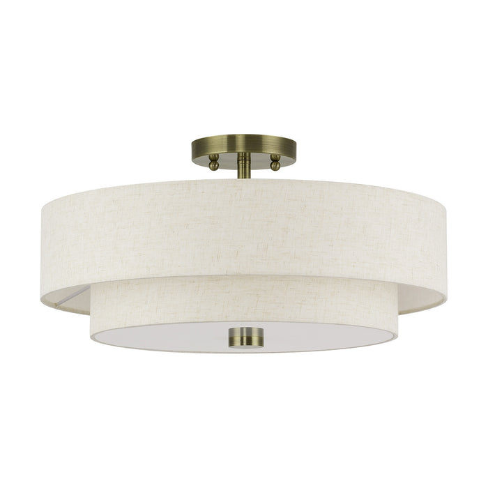 Livex Lighting - 51085-01 - Four Light Semi-Flush Mount - Monroe - Antique Brass