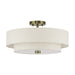Livex Lighting - 51085-01 - Four Light Semi-Flush Mount - Monroe - Antique Brass